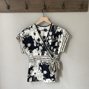 White House Black Market 100% Silk Wrap Top
